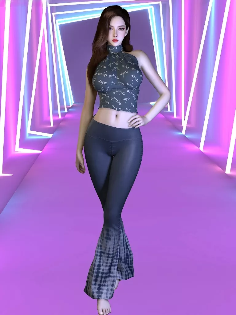 8套露肩上衣&喇叭裤vvvevevvv.Haltertop&FlareLeggings.1-红月资源网